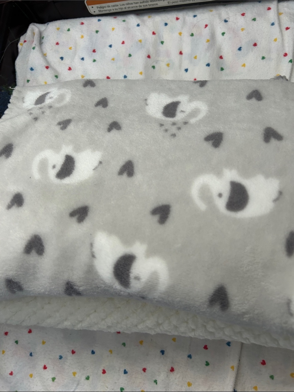 Soft Plush Nursery Blanket Stack - White with Multicolor Accents - Picture 3 of 5